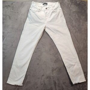 Peruvian Connection Jeans Womens 10 White Cimarron Raw Distressed Hem Button Fly